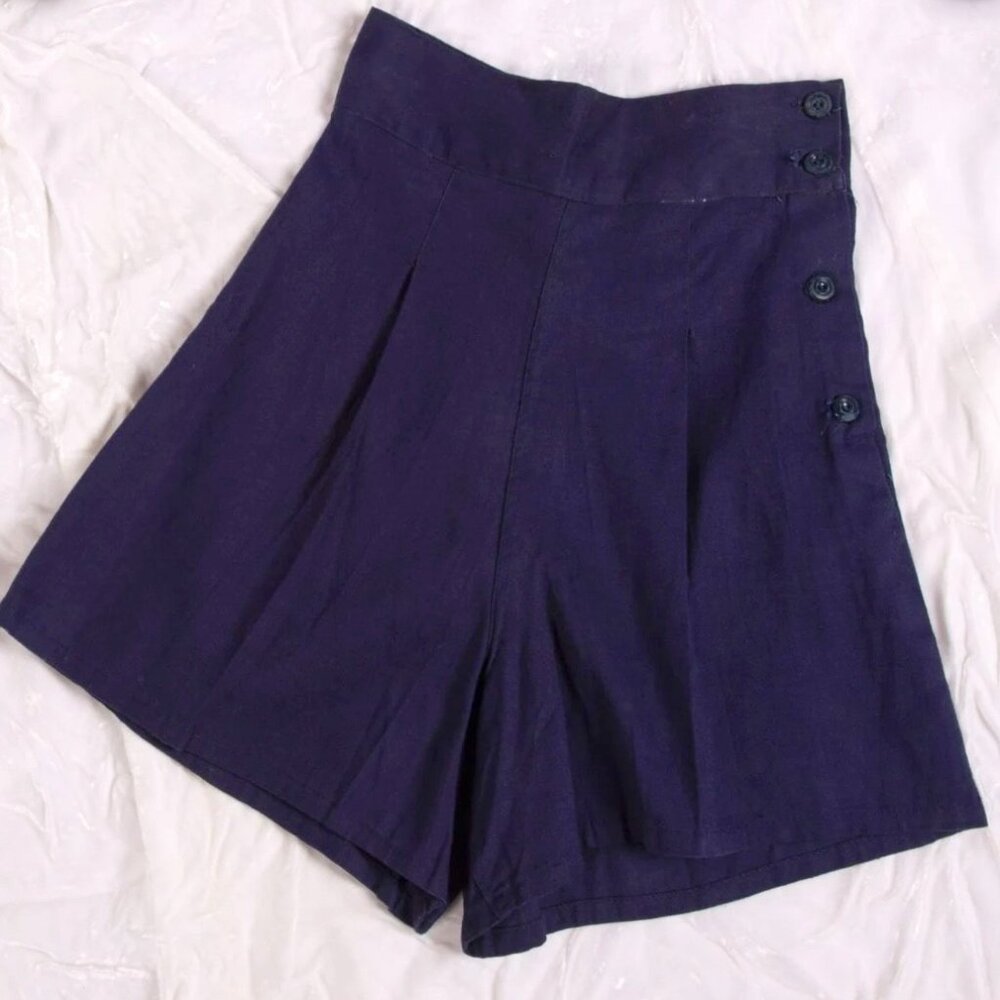 Vintage 1940s Ultra High Cotton Pleated Shorts
